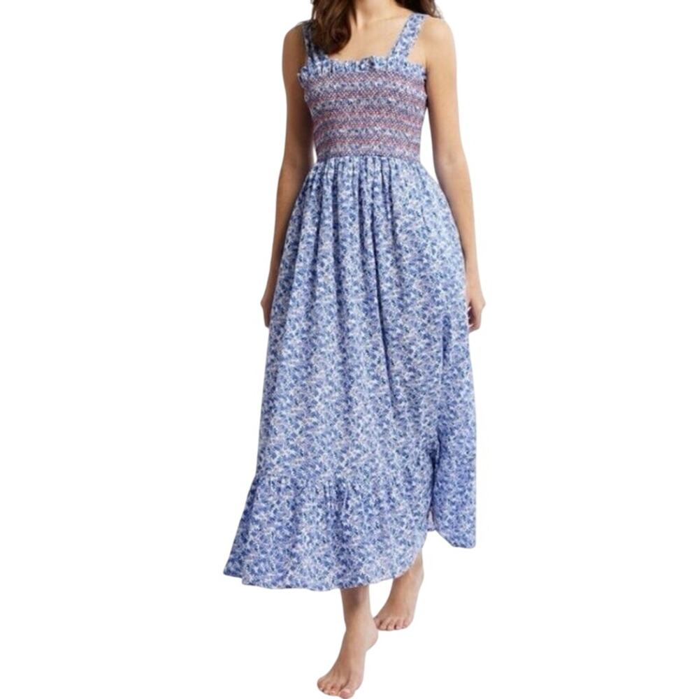 Mille Dress Garden midi sleeveless floral blue size Large L